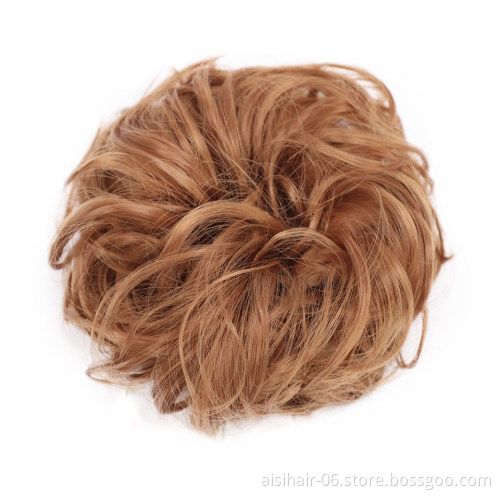 Aisi Beauty Popular Cheap Price Multi Color Synthetic Curly Messy Donut Chignon Bun Elastic Rope Rubber Band Hair Extension